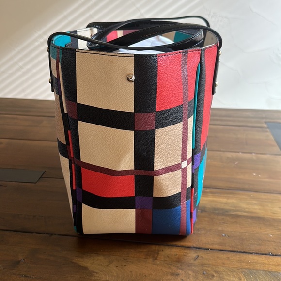 Kate Spade Colorblock Leather Tote Patent Leather Handles - Picture 4 of 14